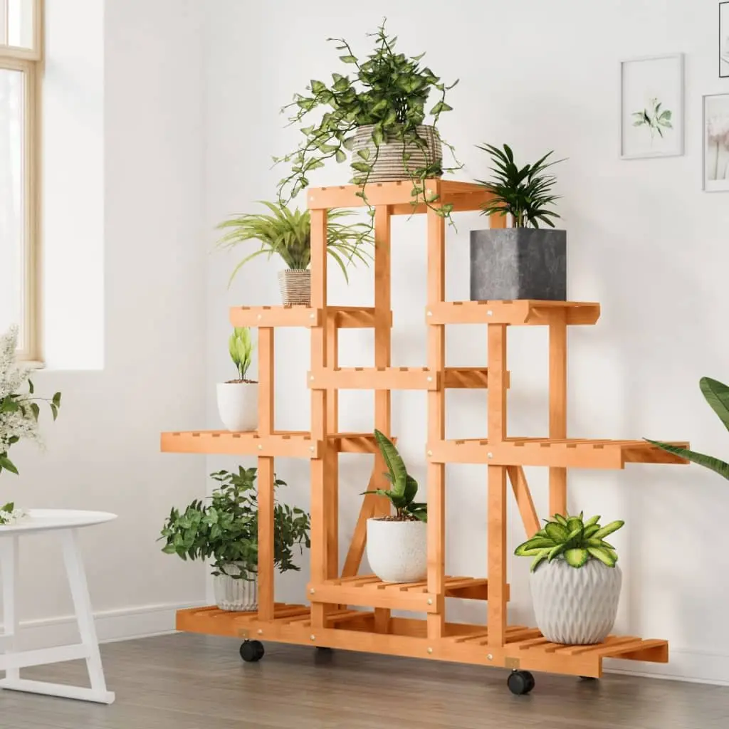 Wooden Flower Stand with Wheels for Easy Mobility