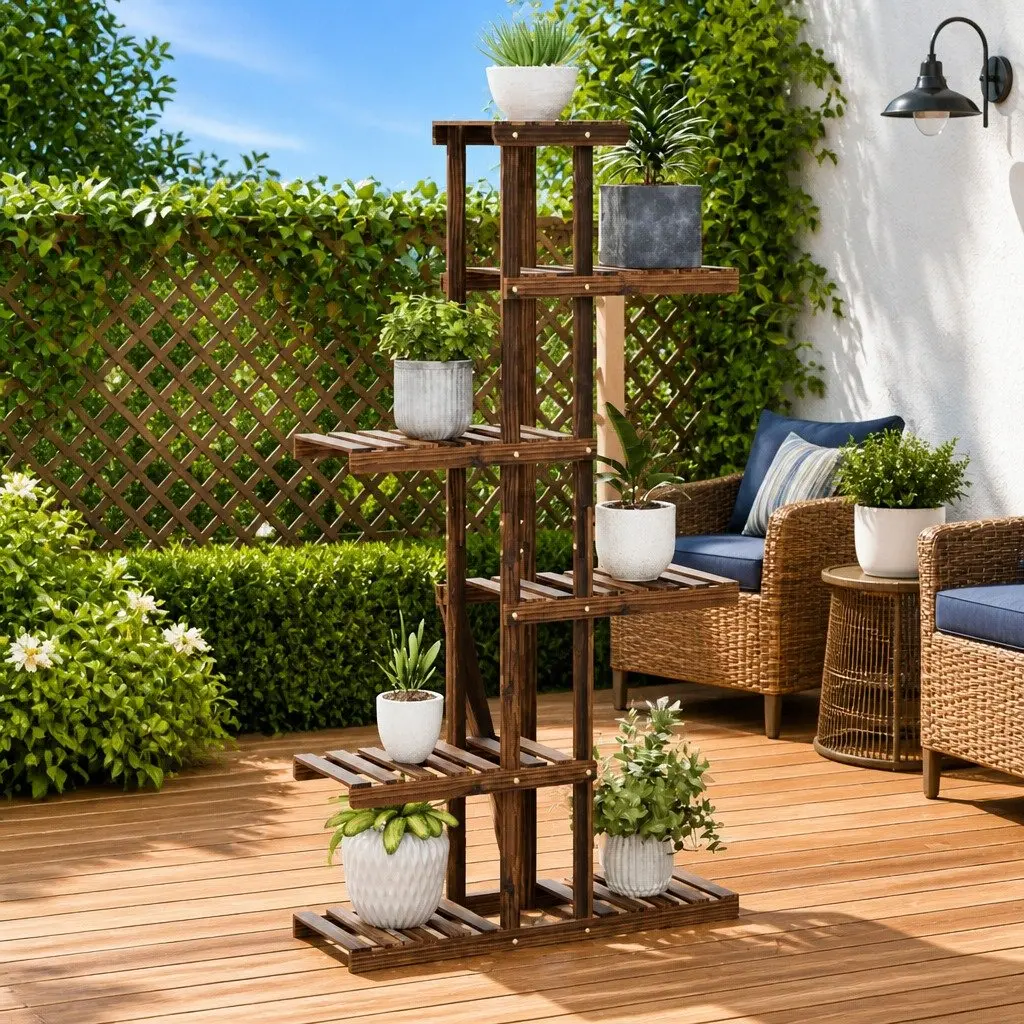 Plant Stand Solid Fir Wood 75x25x140.5cm Brown
