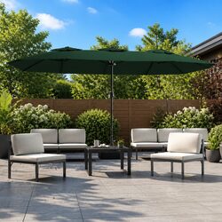 Sturdy Double-Head Parasol Outdoor Garden Umbrella Green