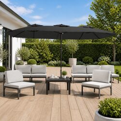 High-Quality Double-Head Parasol in Anthracite 449x265cm