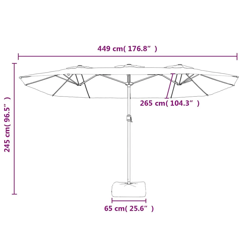 Double-Head Garden Parasol Red Sunshade Umbrella