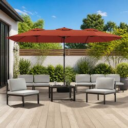 Premium Orange Double-Head Garden Parasol for Sun Protection