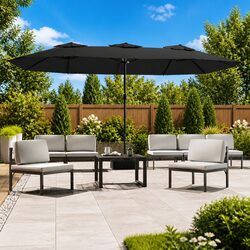 Sturdy Double-Head Garden Parasol with Crank Mechanism