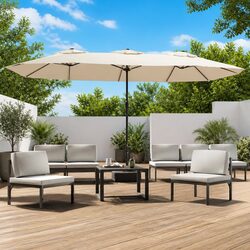 Premium Double-Head Garden Parasol with LED Lights