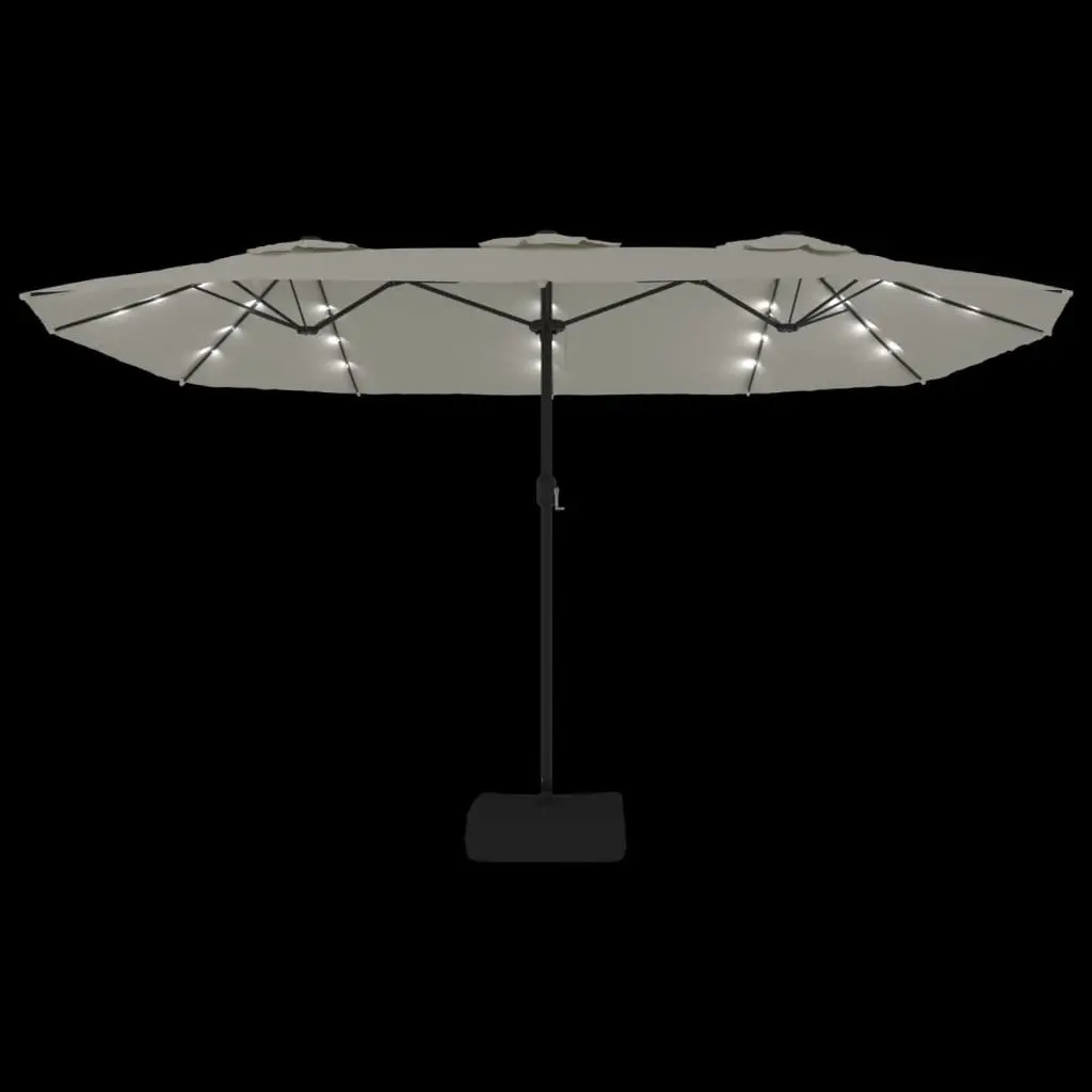 Double-Head Garden Parasol with LED Lights