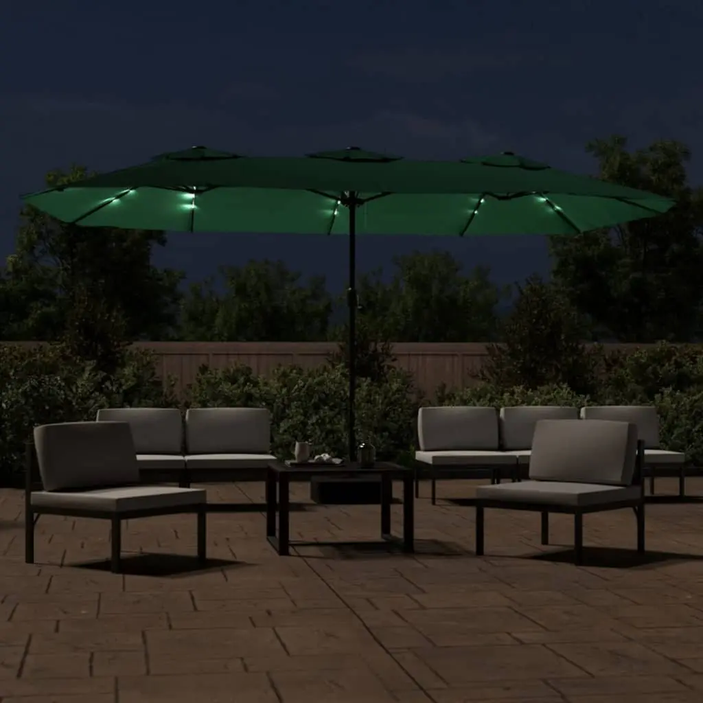 Double-Head Garden Parasol Polyester 449x265cm Green