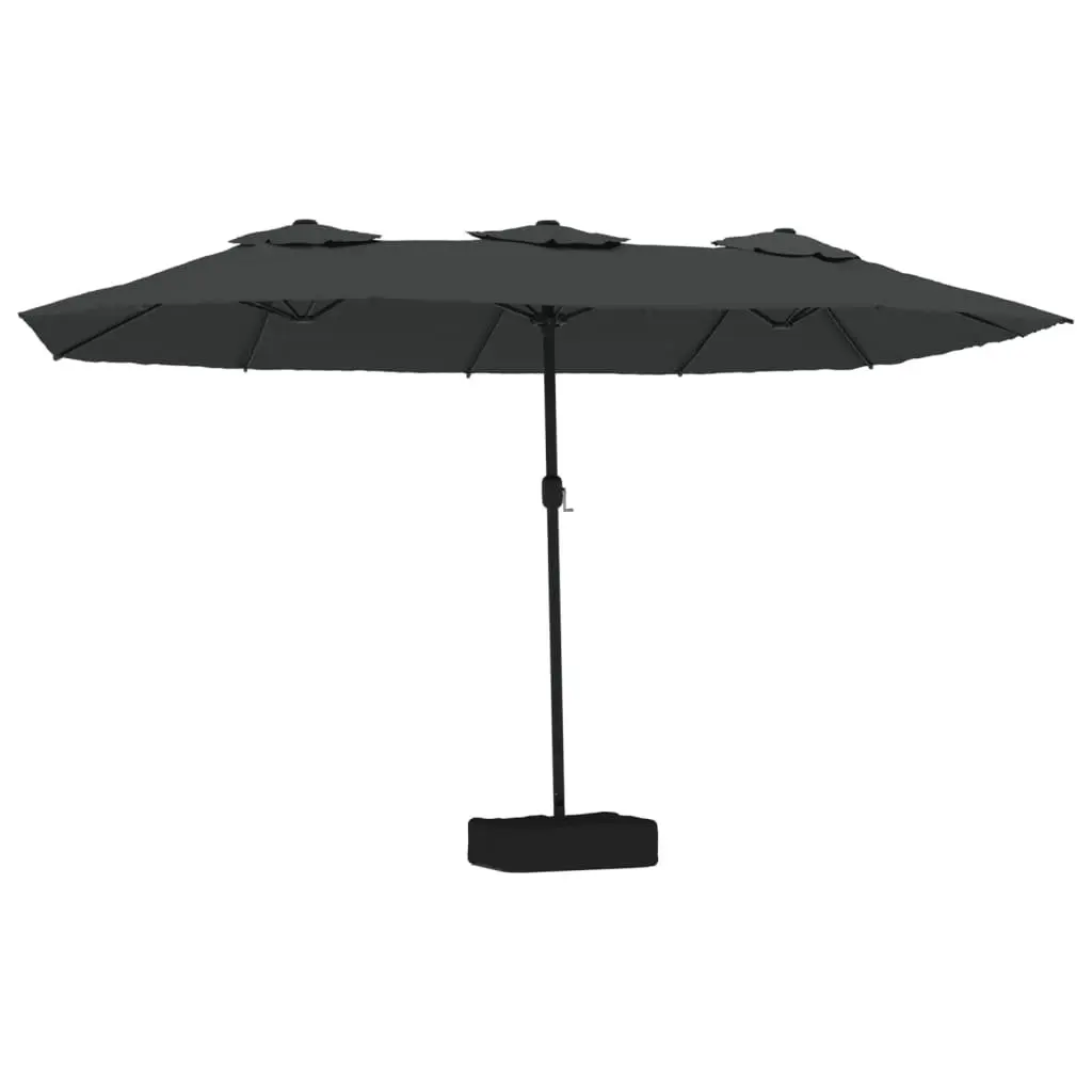 Double-Head Garden Parasol with LED Lights Anthracite Outdoor Sunshade 449x265cm
