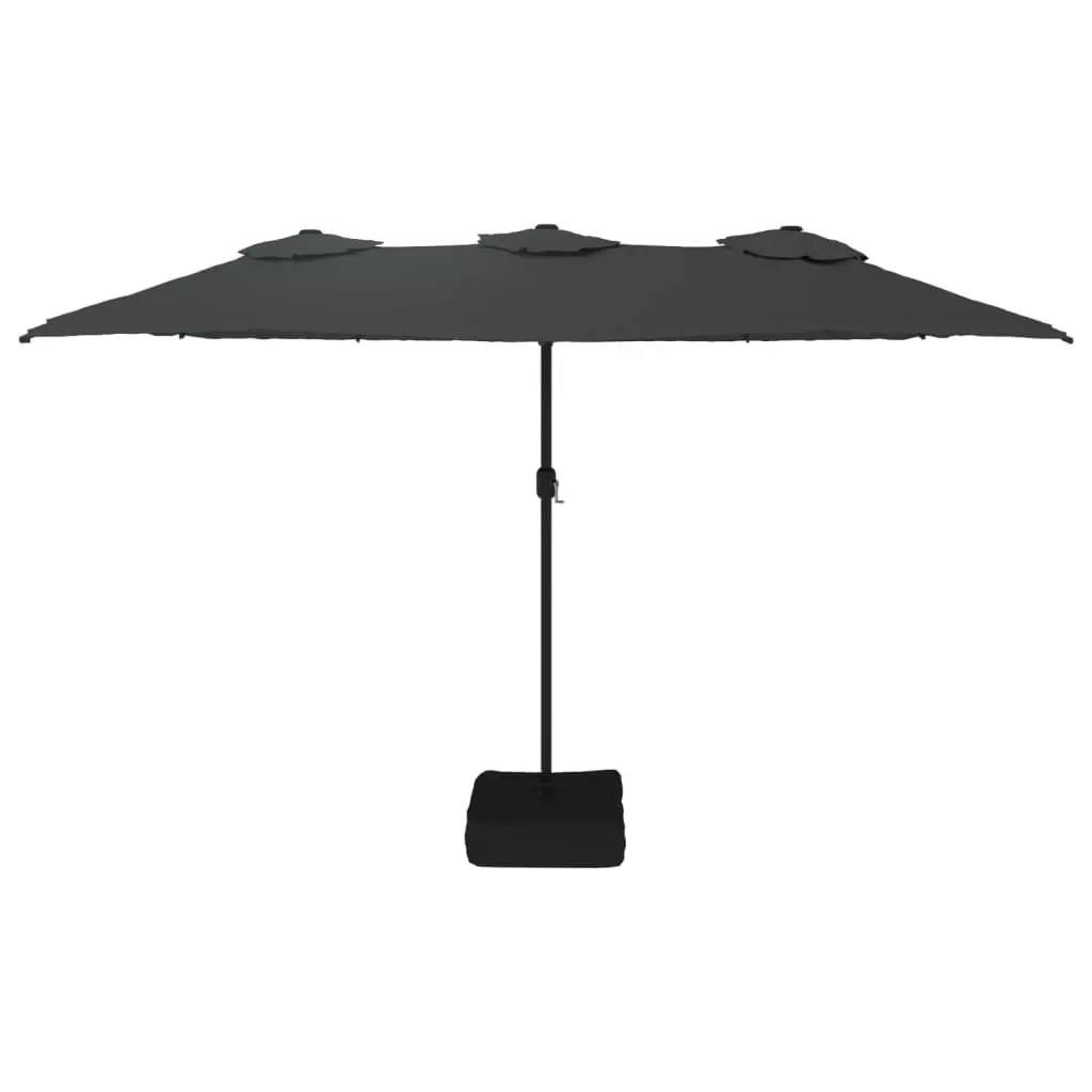 Double-Head Garden Parasol with LED Lights Anthracite Outdoor Sunshade 449x265cm