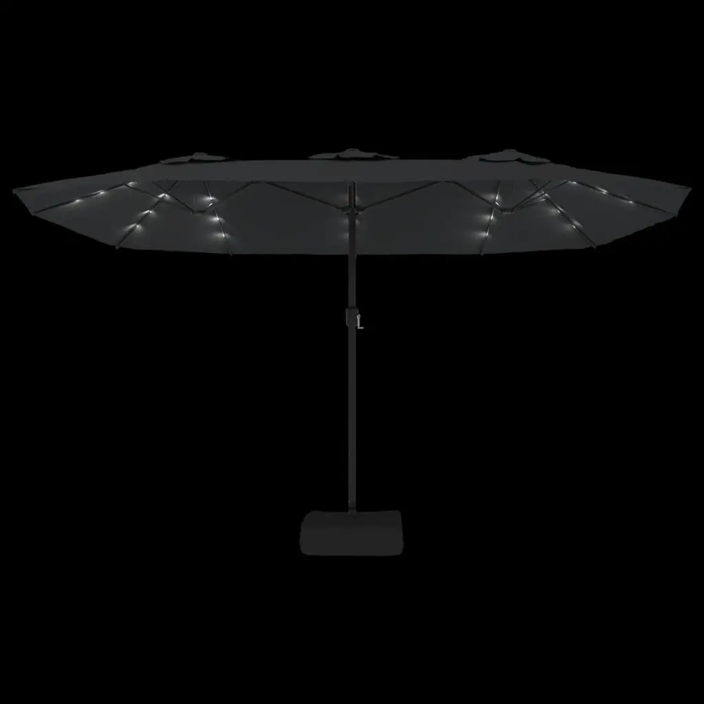 Double-Head Garden Parasol with LED Lights Anthracite Outdoor Sunshade 449x265cm