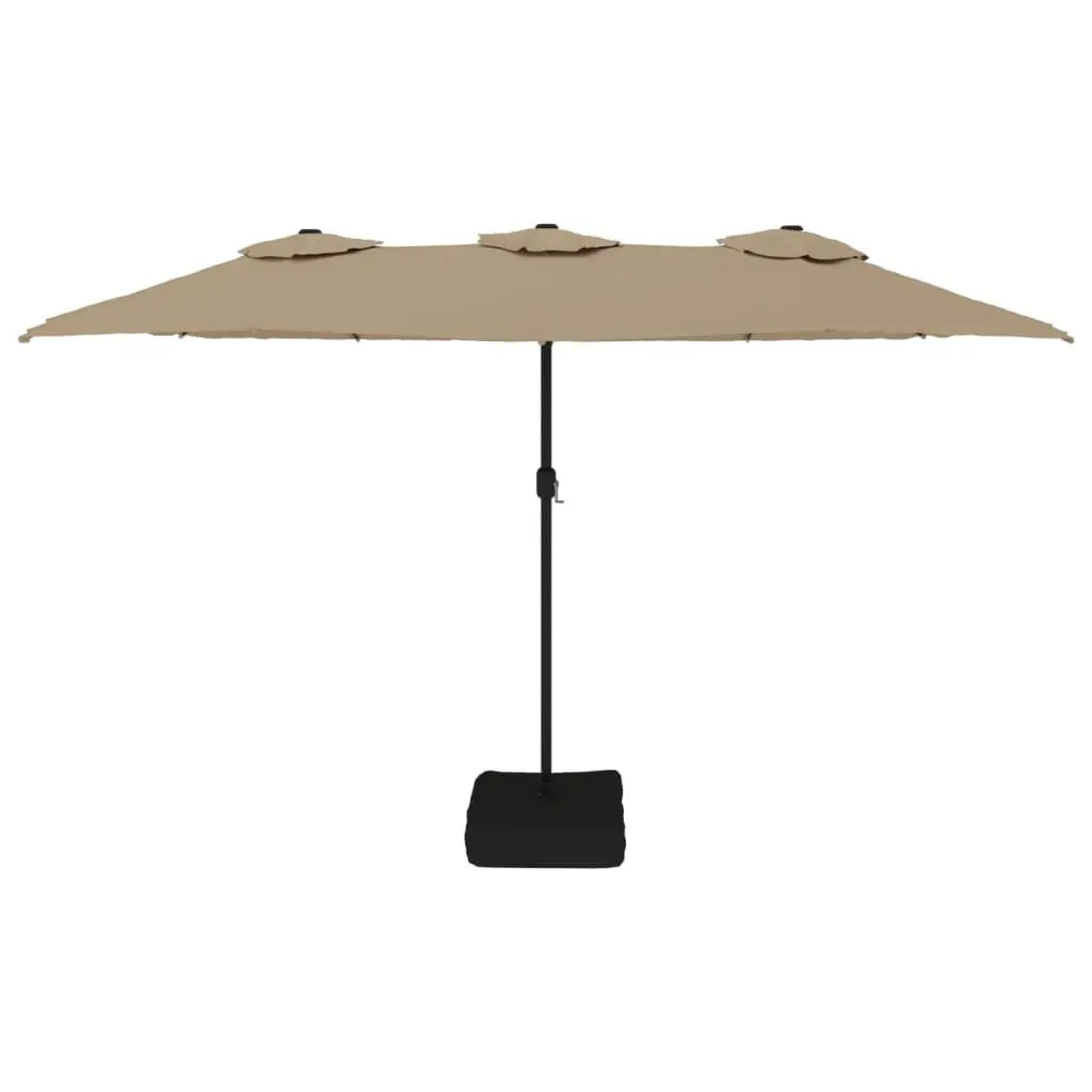 Double-Head Garden Parasol Polyester 449x265cm Taupe