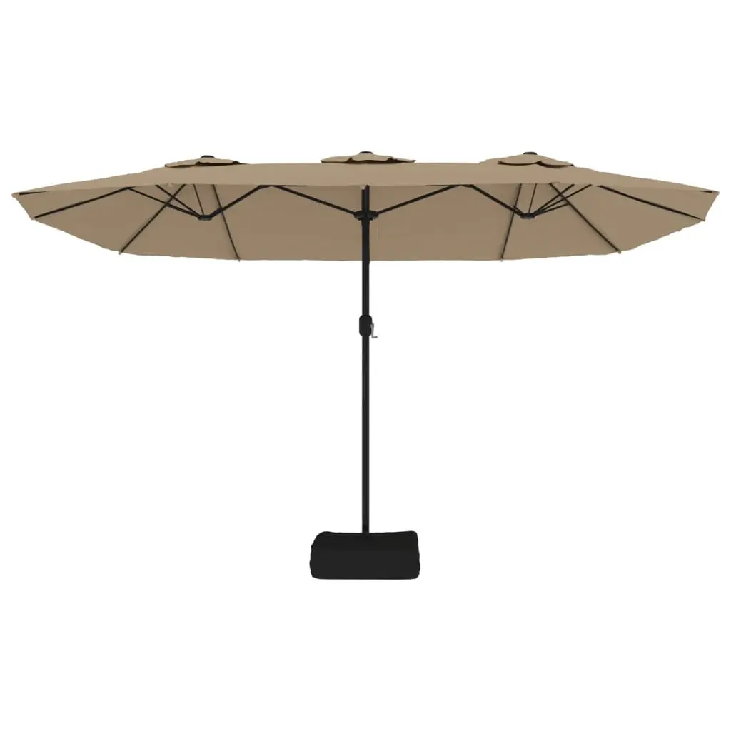 Double-Head Garden Parasol Polyester 449x265cm Taupe