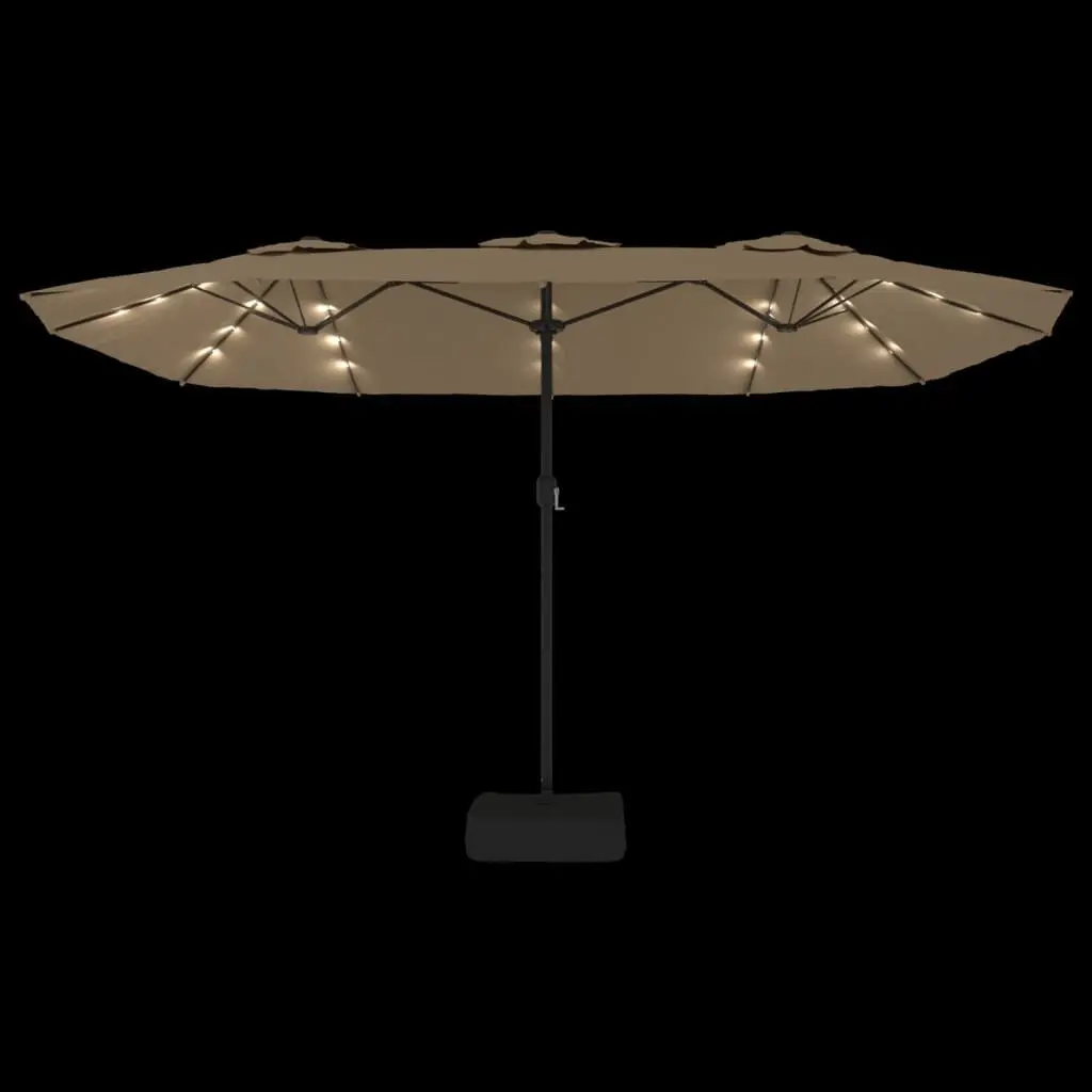 Double-Head Garden Parasol Polyester 449x265cm Taupe