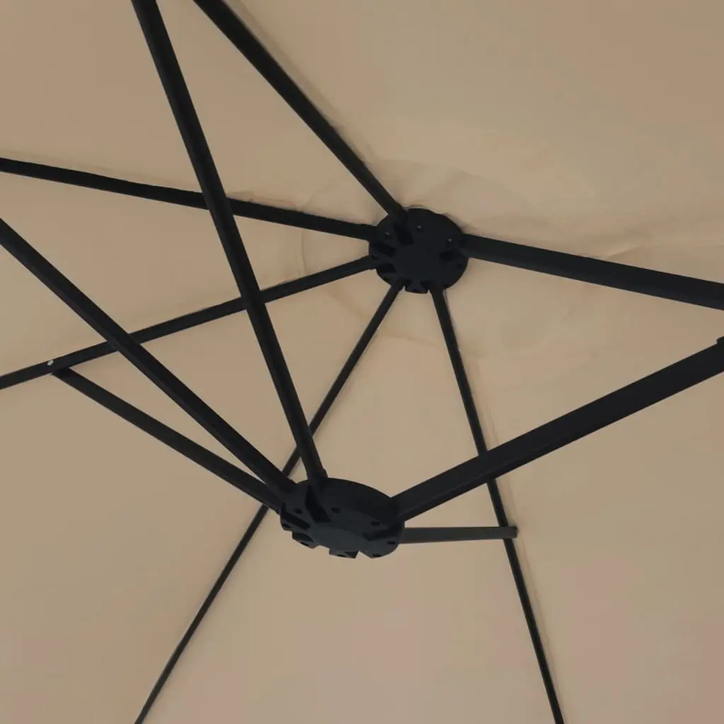 Double-Head Garden Parasol Polyester 449x265cm Taupe