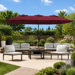 Premium Double-Head Garden Parasol with LED Lights