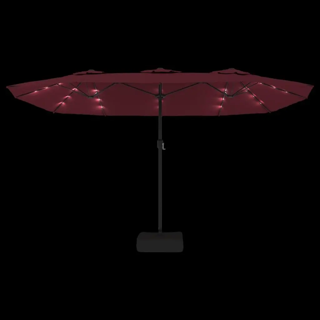 Double-Head Garden Parasol with LED Lights