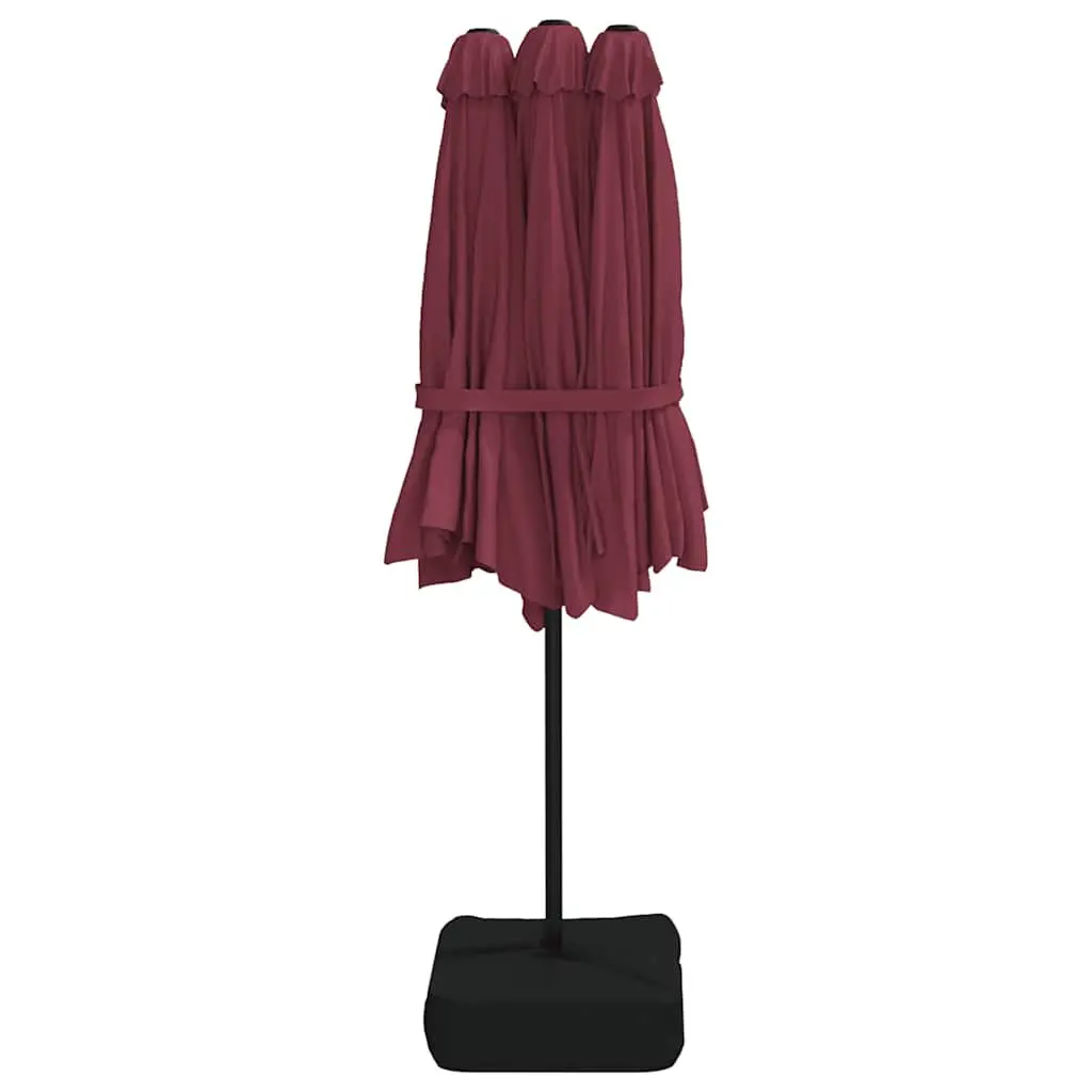 Double-Head Garden Parasol with LED Lights