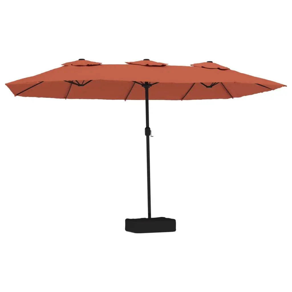 Double-Head Garden Parasol with LED Lights 449x265cm