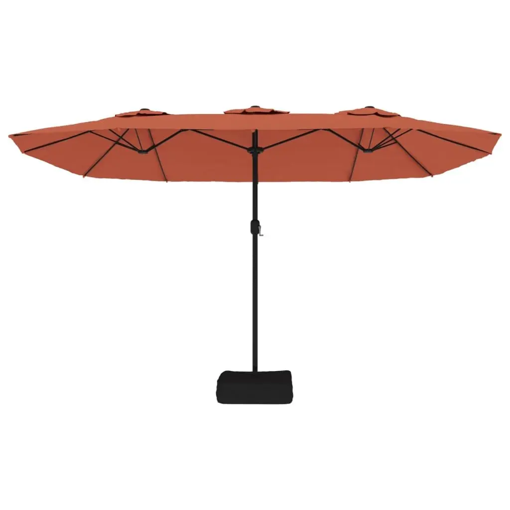 Double-Head Garden Parasol with LED Lights 449x265cm