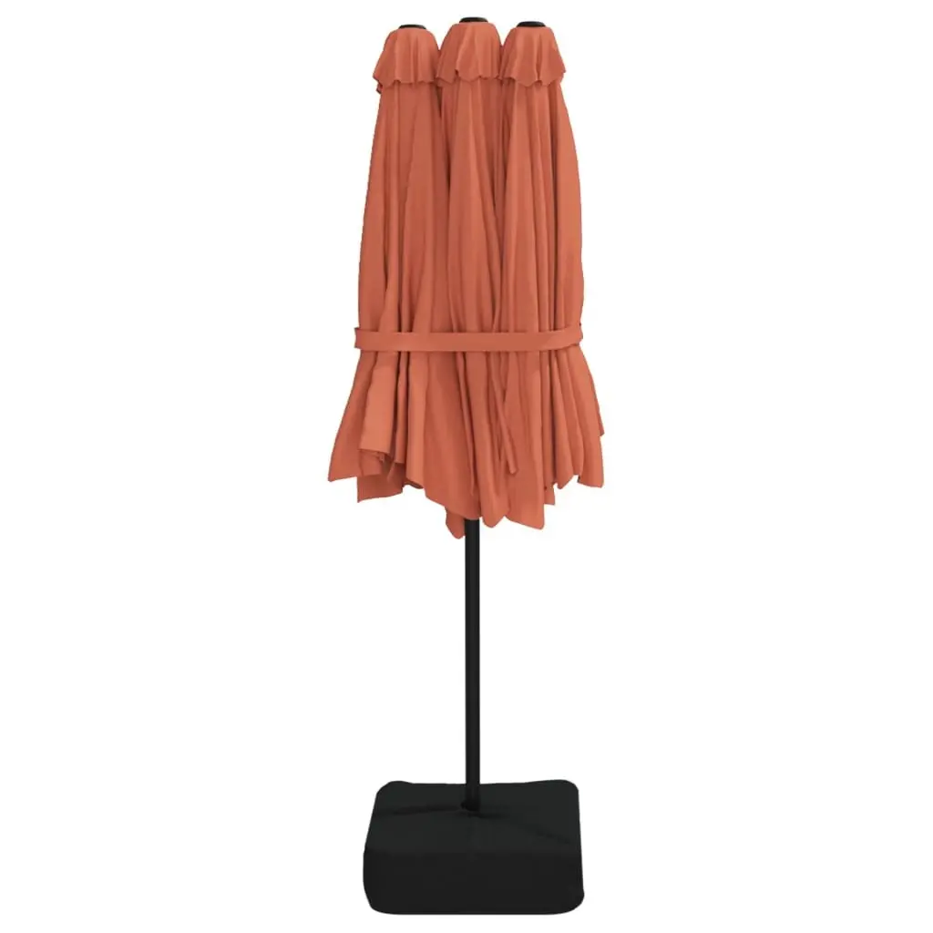 Double-Head Garden Parasol with LED Lights 449x265cm