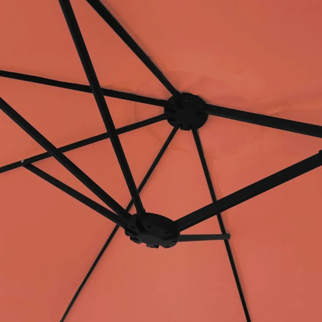 Double-Head Garden Parasol with LED Lights 449x265cm