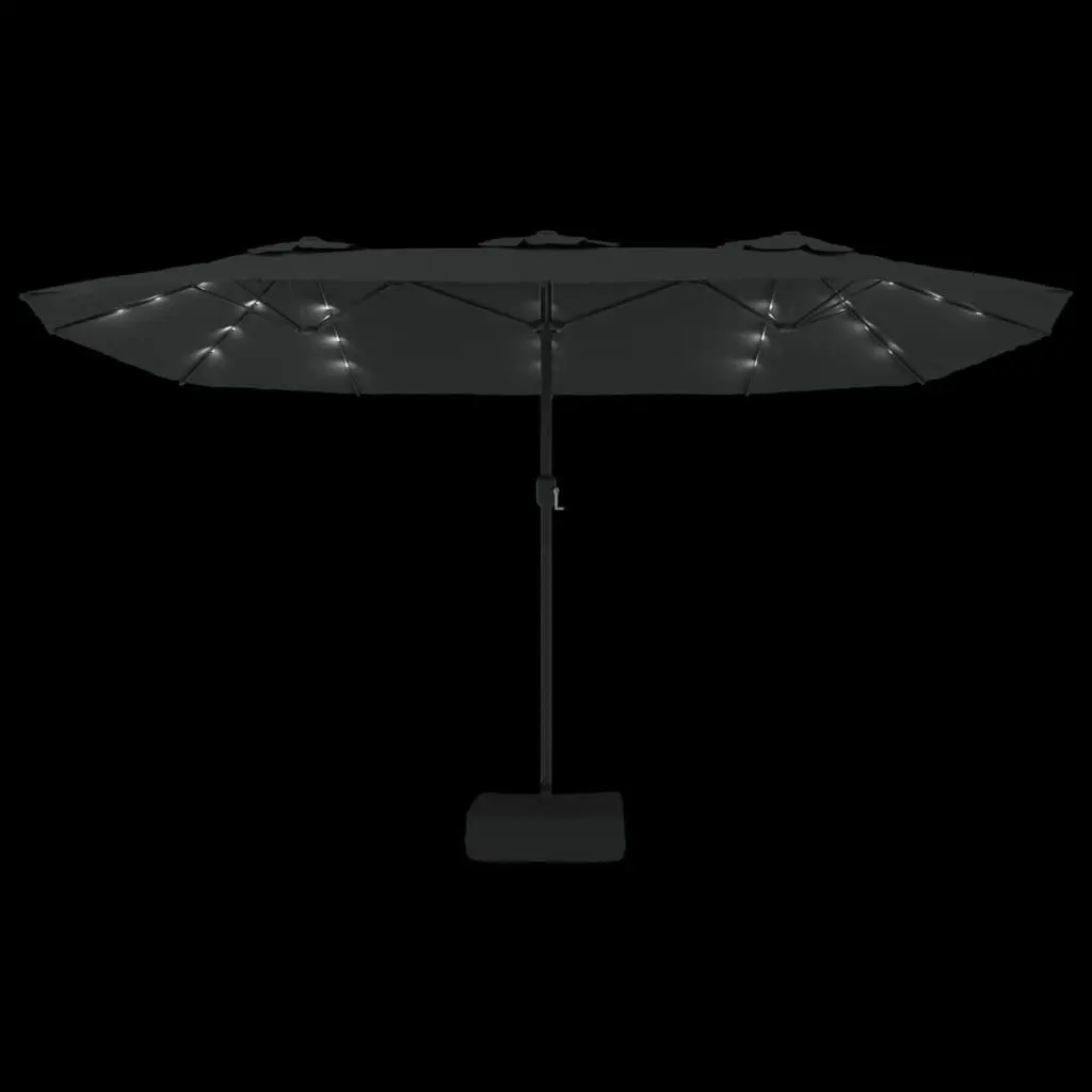 Double-Head Garden Parasol with LED Lights