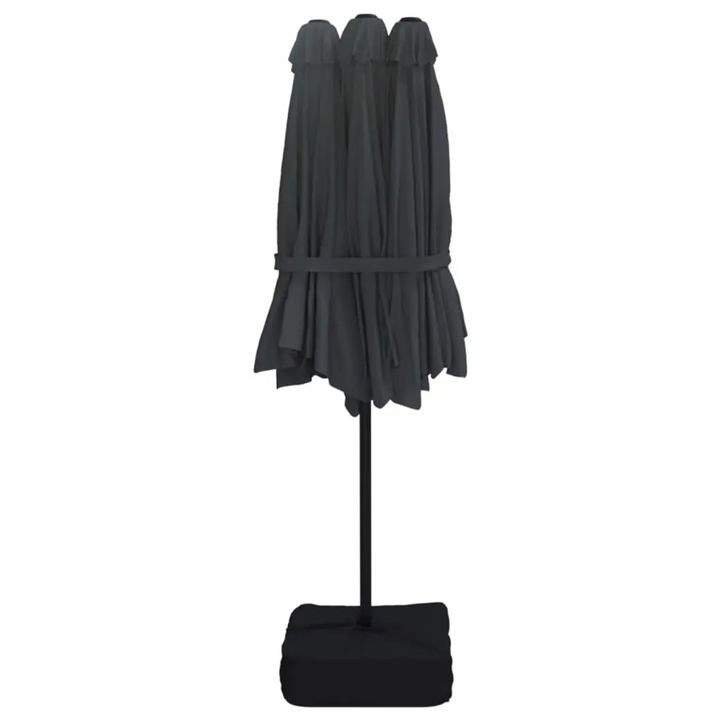 Double-Head Garden Parasol with LED Lights