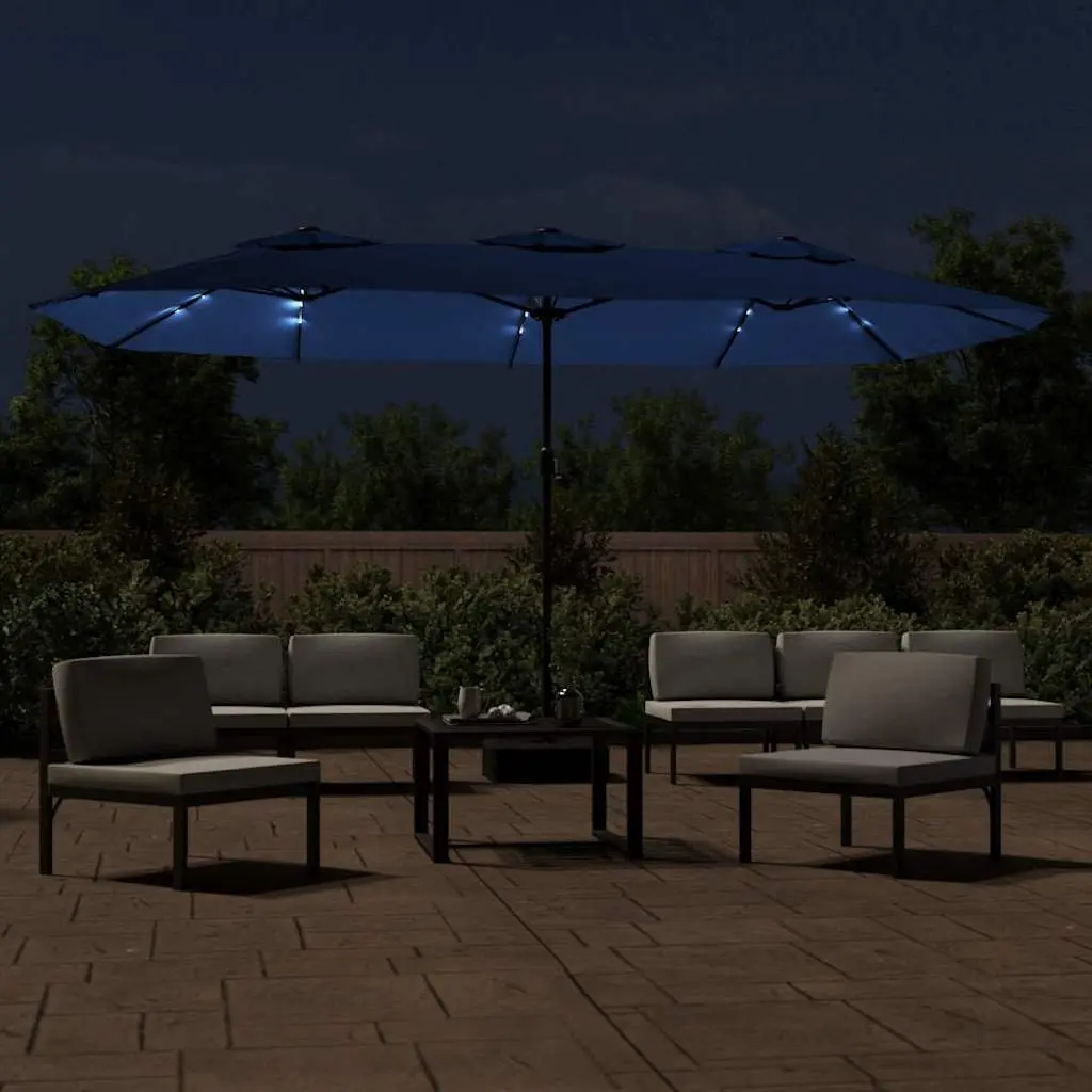 Double-Head Garden Parasol with LED Lights