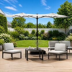 Sturdy Double-Head Garden Parasol with Crank Mechanism