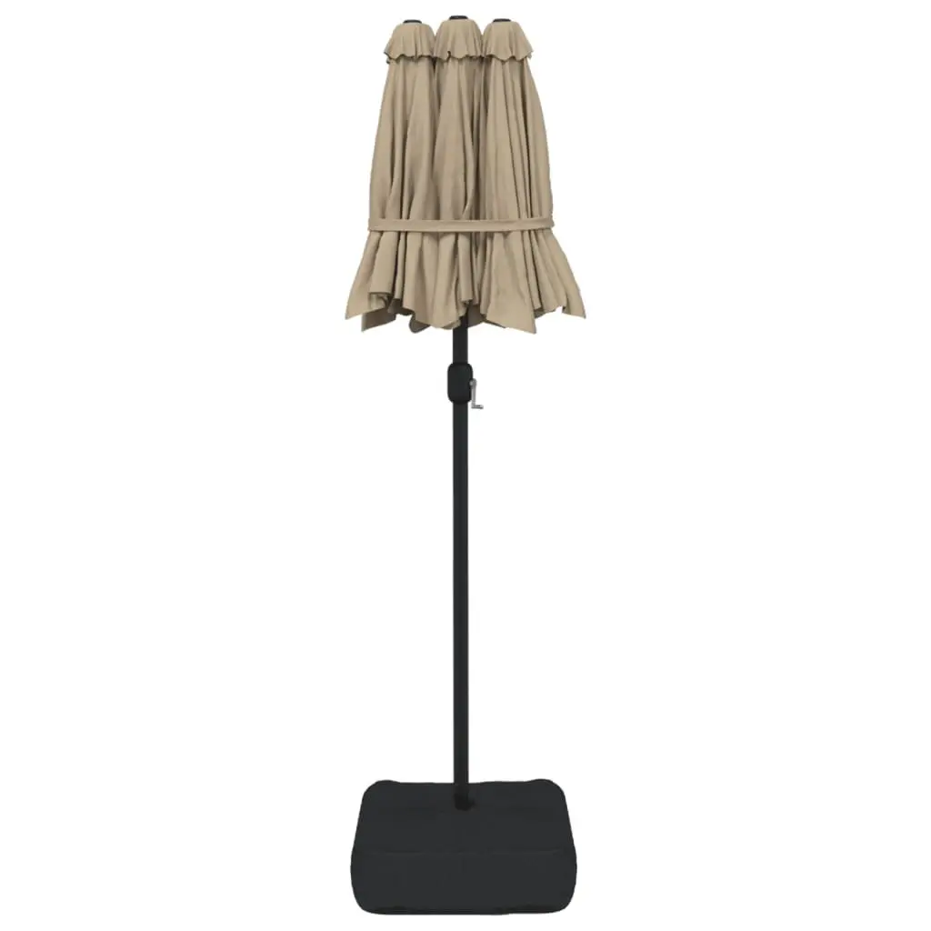 Double-Head Garden Parasol Shade Umbrella Outdoor Patio Sun Protection Taupe