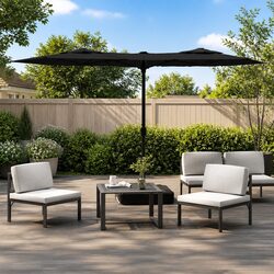 Black Double-Head Garden Parasol for Maximum Shade