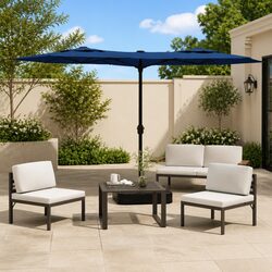 Azure Blue Double-Head Garden Parasol for Premium Shade