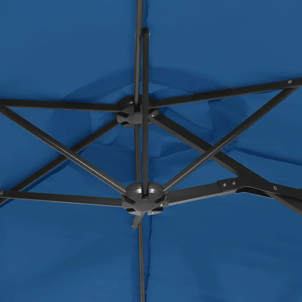 Double-Head Garden Parasol Polyester 316 x 145 cm Azure Blue