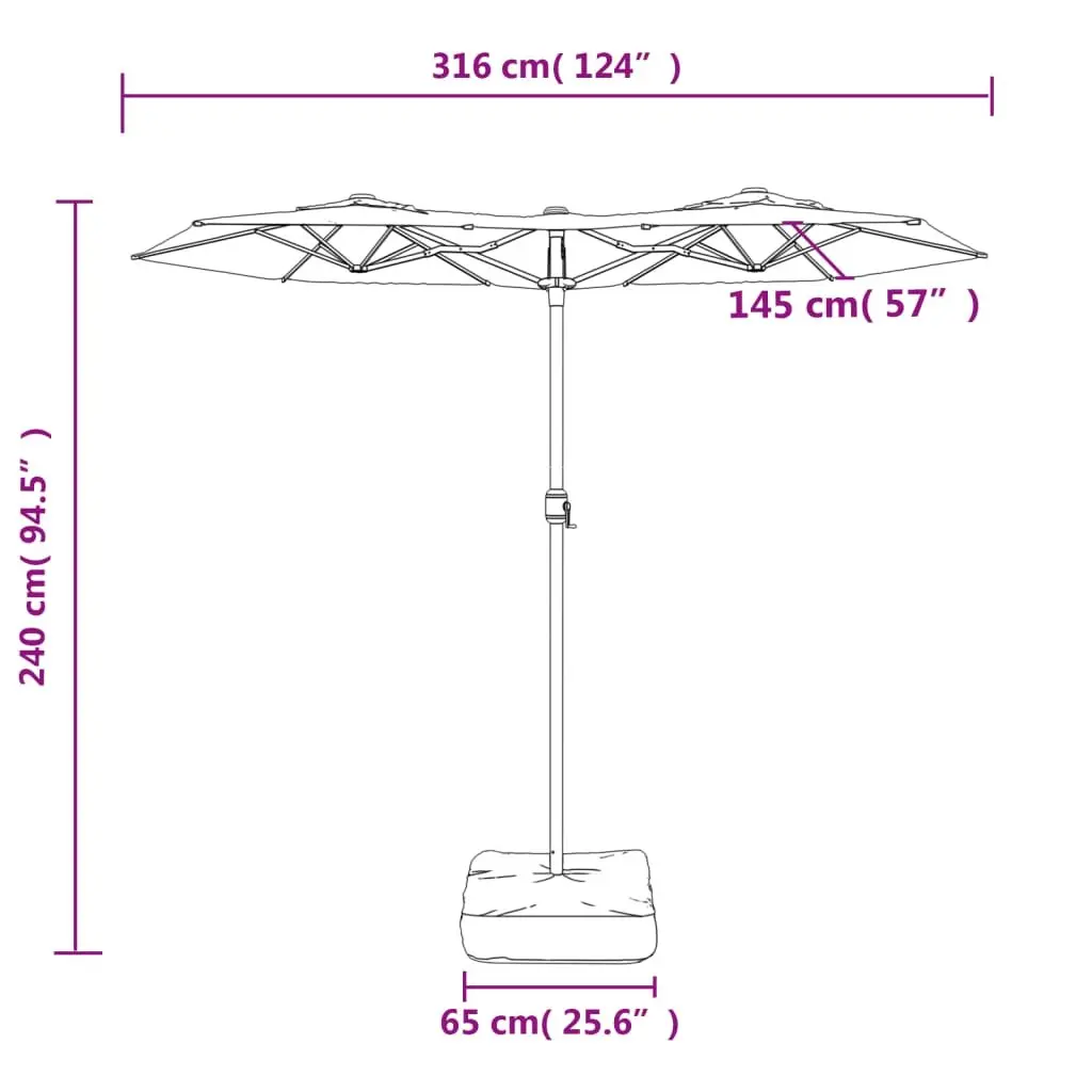 Double-Head Garden Parasol Polyester 316 x 145 cm Azure Blue