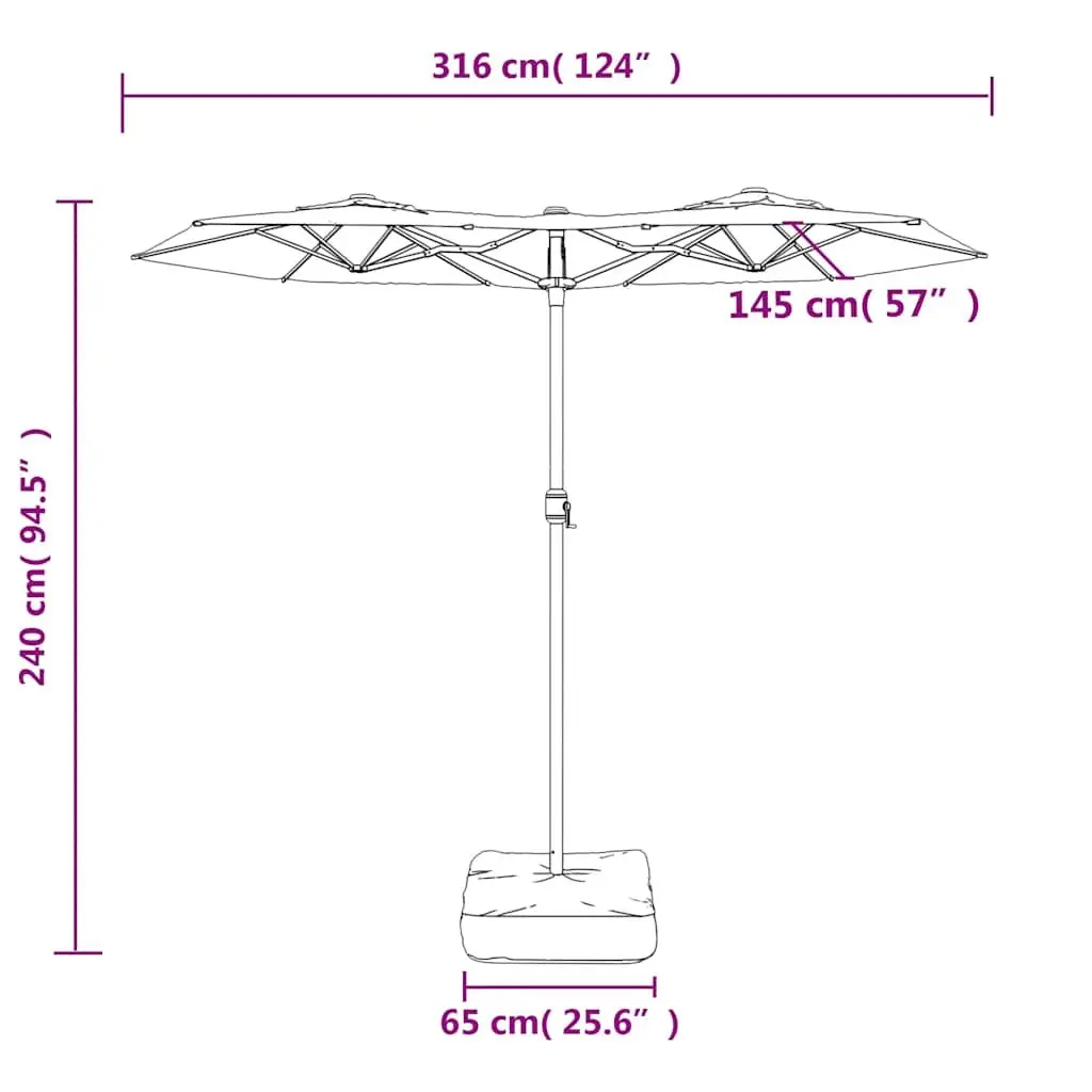 Double-Head Garden Parasol with LED Lights