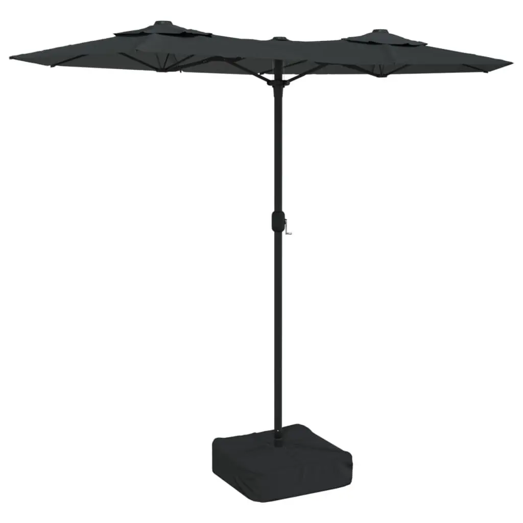 Double-Head Garden Parasol with LED Lights 316x145cm