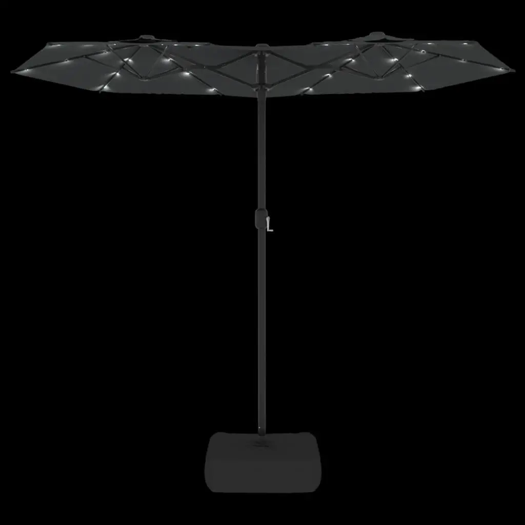 Double-Head Garden Parasol with LED Lights 316x145cm