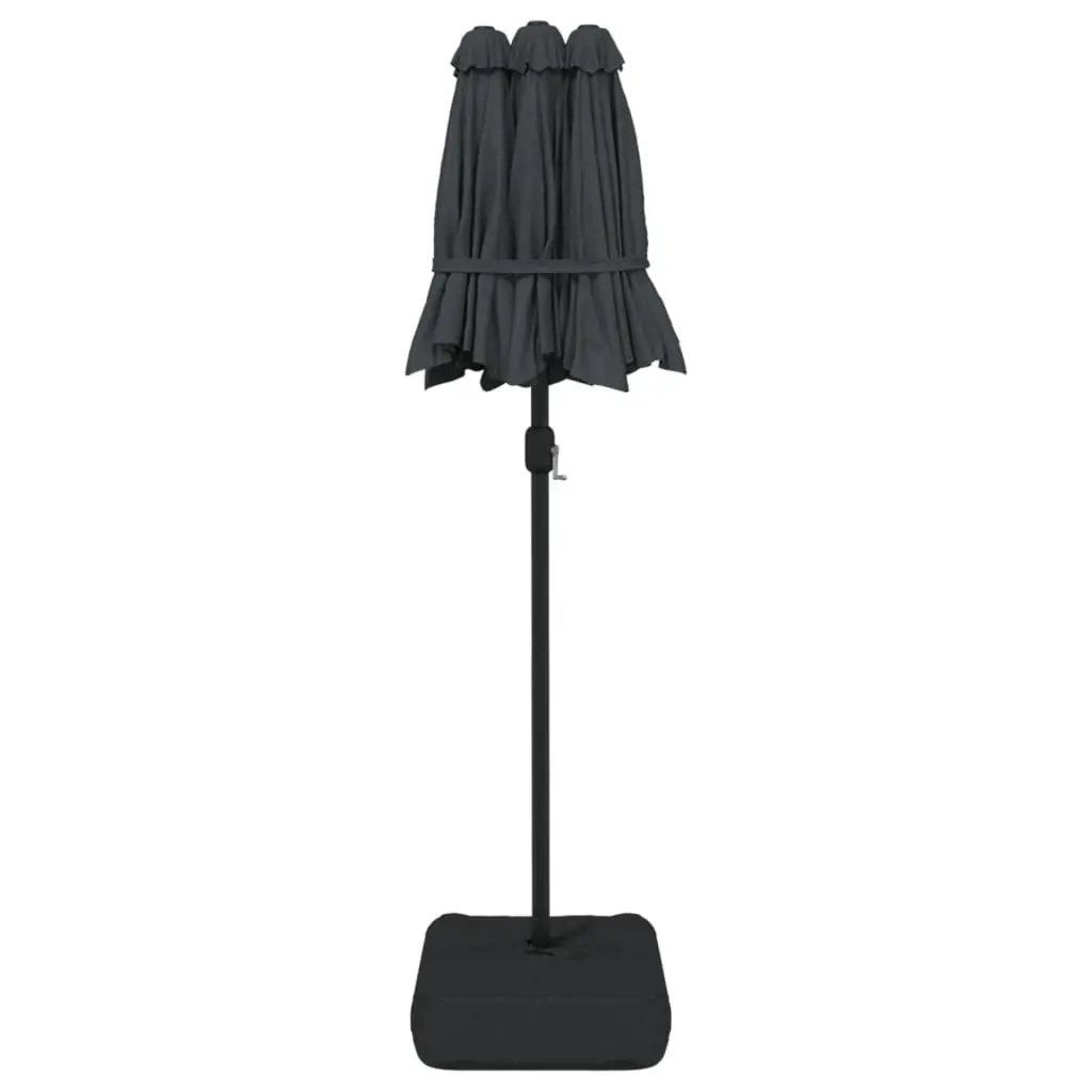 Double-Head Garden Parasol with LED Lights 316x145cm