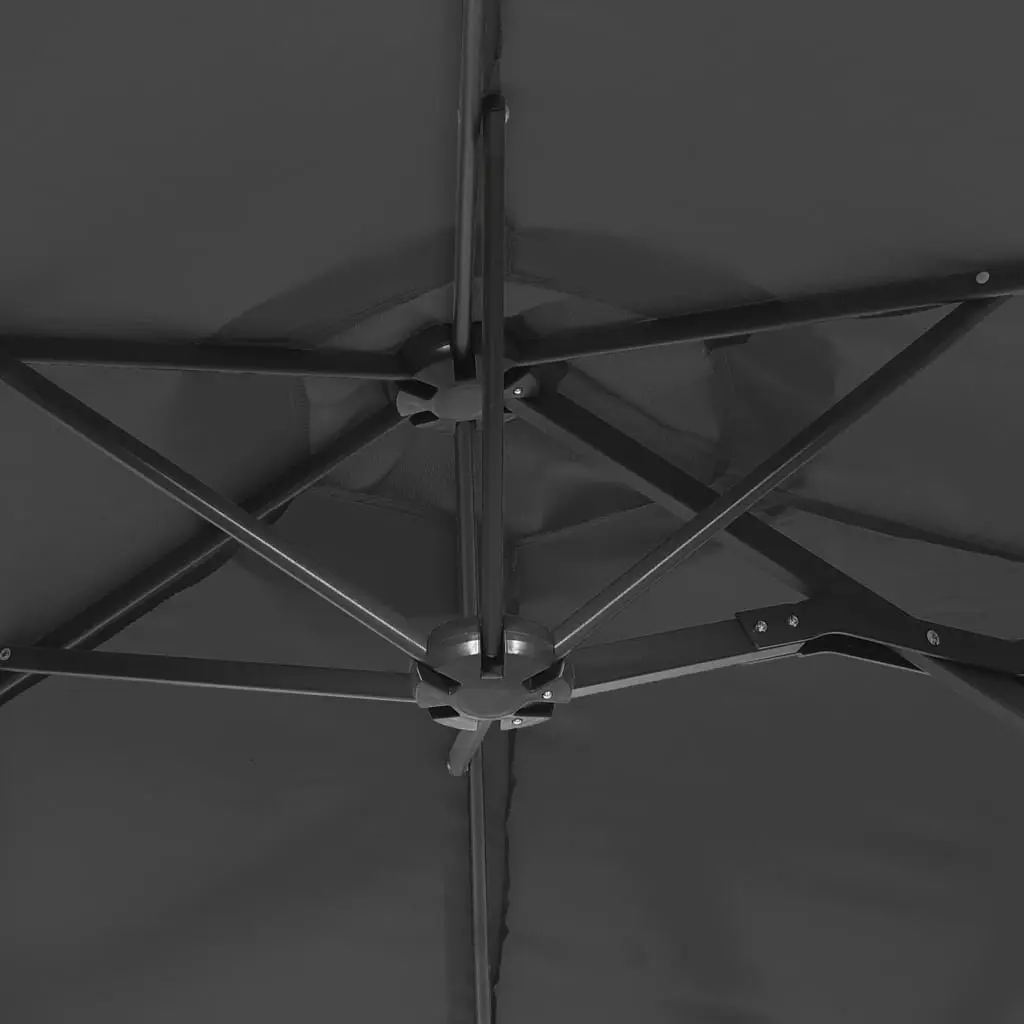 Double-Head Garden Parasol with LED Lights 316x145cm