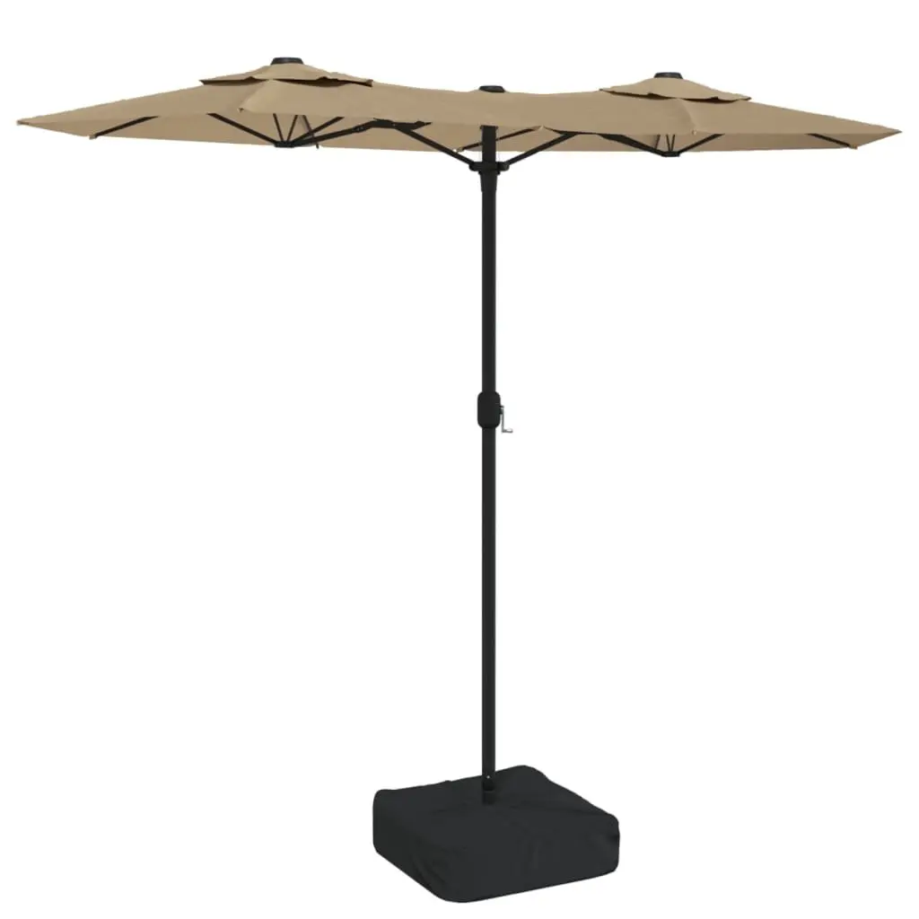 Double-Head Garden Parasol Polyester 316x145cm Taupe