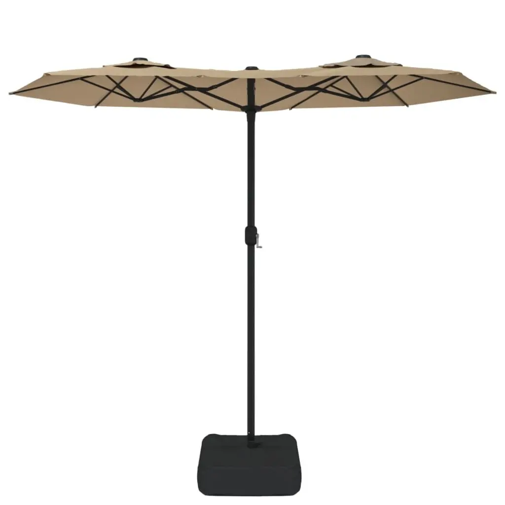 Double-Head Garden Parasol Polyester 316x145cm Taupe