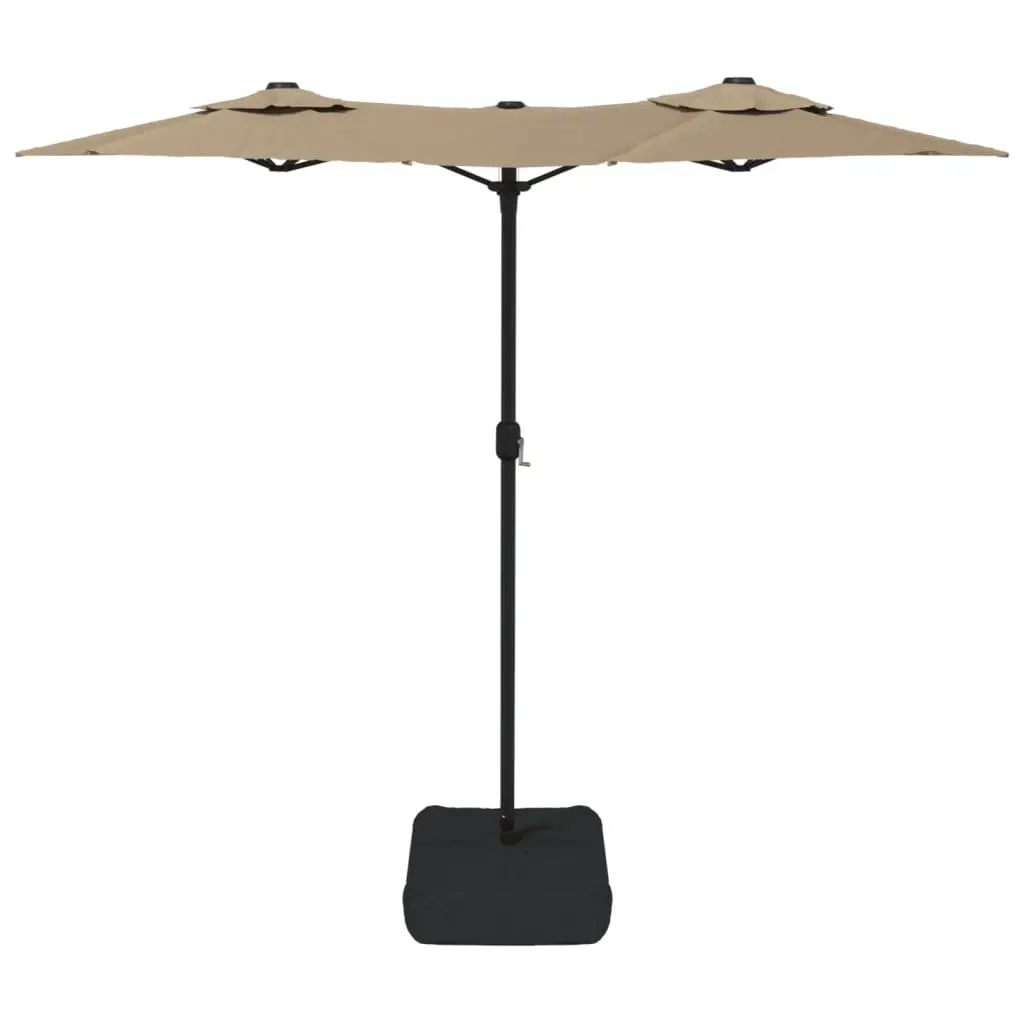 Double-Head Garden Parasol Polyester 316x145cm Taupe