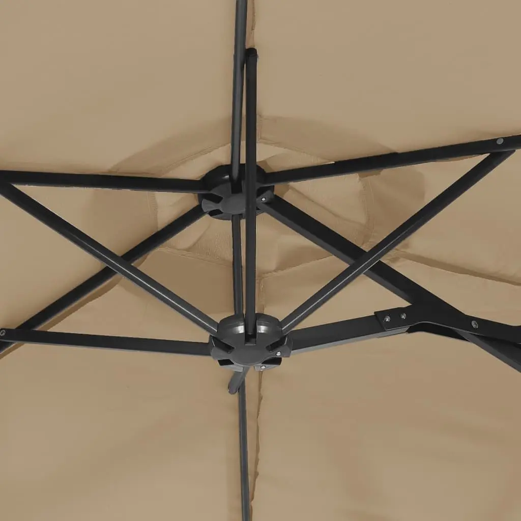 Double-Head Garden Parasol Polyester 316x145cm Taupe