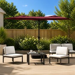 Durable Double-Head Garden Parasol with LED Lights