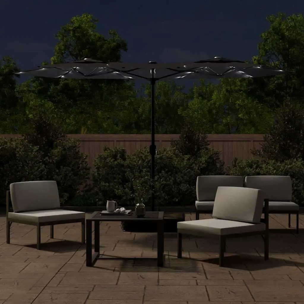 Double-Head Garden Parasol Polyester 316 x 145 cm Black