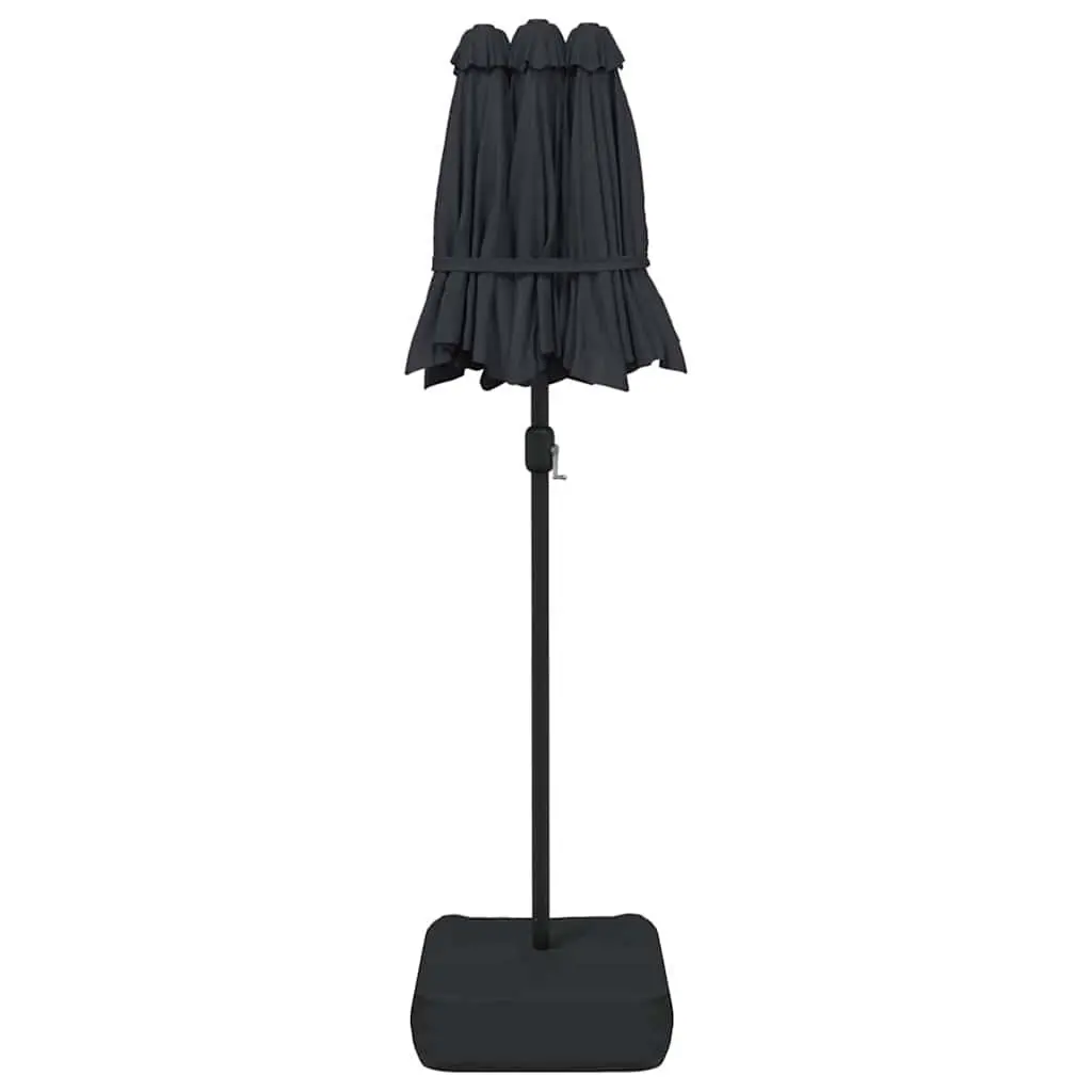 Double-Head Garden Parasol Polyester 316 x 145 cm Black