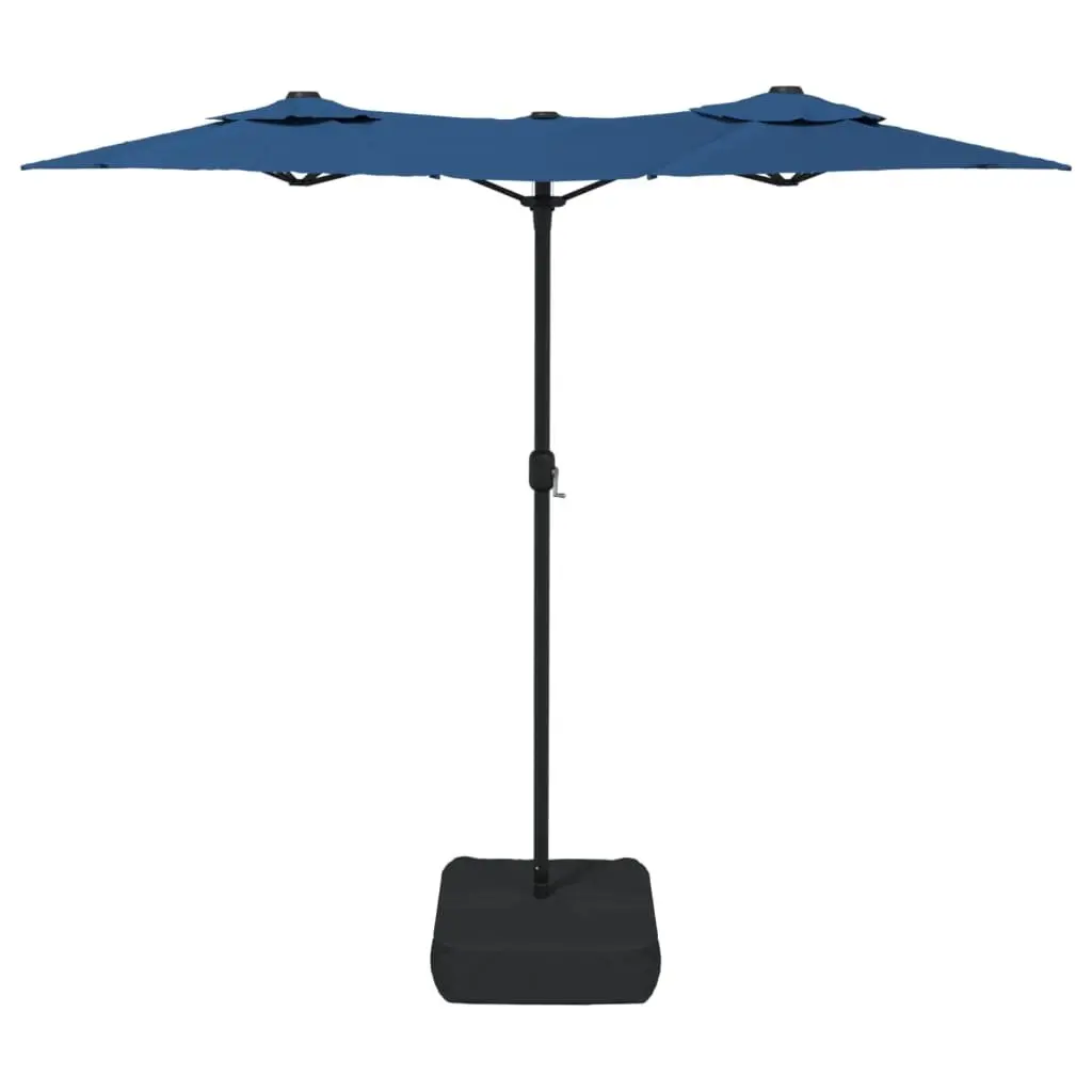 Azure Blue Double-Head Garden Parasol with LED Lights