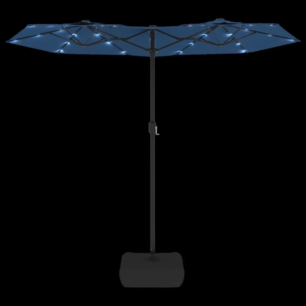 Azure Blue Double-Head Garden Parasol with LED Lights
