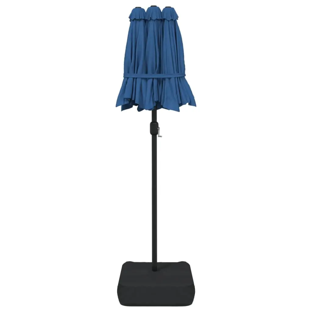 Azure Blue Double-Head Garden Parasol with LED Lights