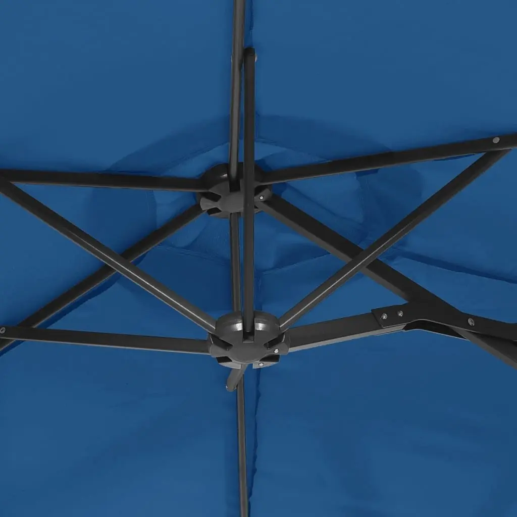 Azure Blue Double-Head Garden Parasol with LED Lights