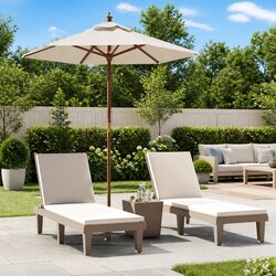 Durable Garden Parasol Sunshade Umbrella with Hardwood Pole